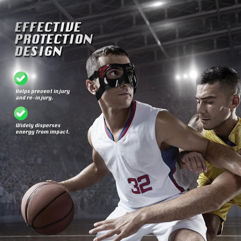 Anysun AF01A Nose Guard for Broken Nose Adults Adjustable Basketball Soccer Sports Face Shield Mask with Foam Padding & Stickers for Women Men Youths Teens - Image 3